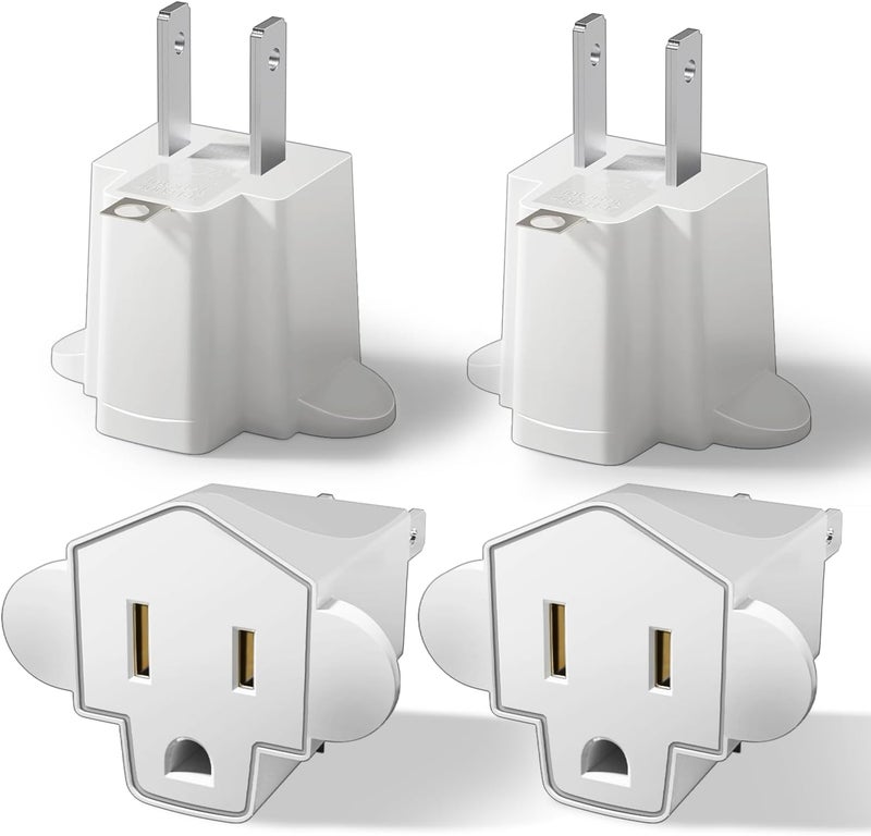 SerBion Portable 3 Prong to 2 Prong Outlet Adapter, Fireproof 392℉ 3-2 Prong Adapter Converter, Heavy Duty Wall Plug Adapter for Household Appliances Industrial, 1875W Max, 4 Packs - Image 1